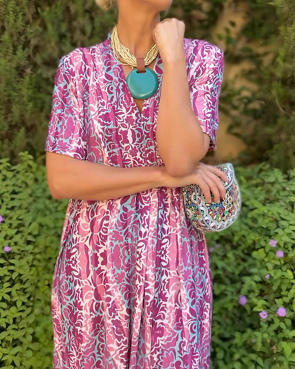 Curvvvy™ Boho V-Neck Printed Midi Dress