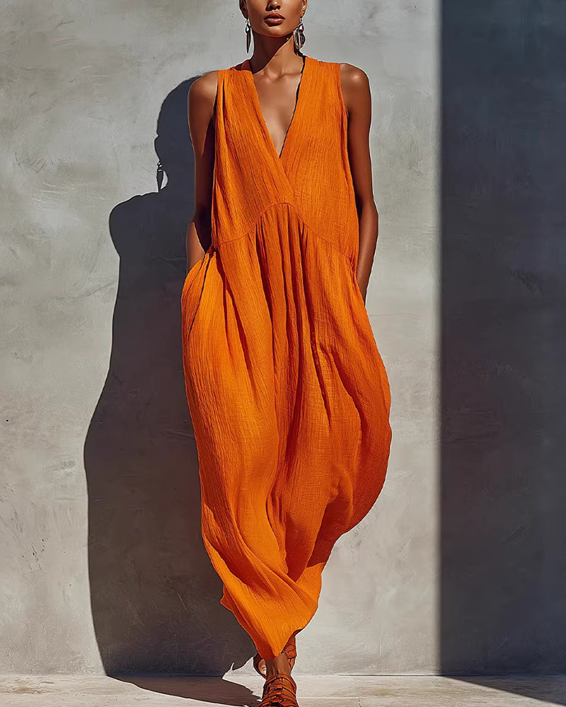 Curvvvy™ Effortless V-Neck Draped Maxi Dress