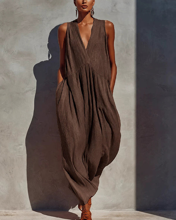 Curvvvy™ Effortless V-Neck Draped Maxi Dress