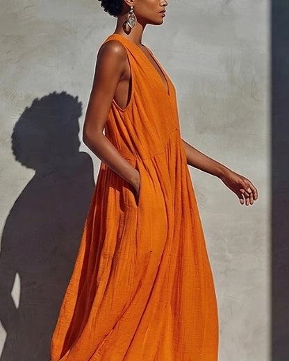 Curvvvy™ Effortless V-Neck Draped Maxi Dress