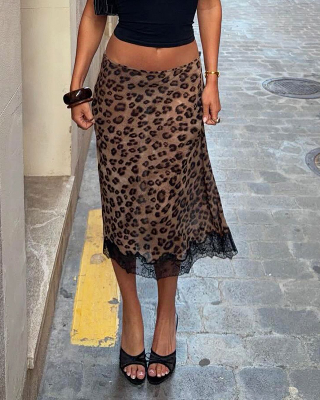 Curvvvy™ Leopard Lace Patchwork Sheer Midi Skirt