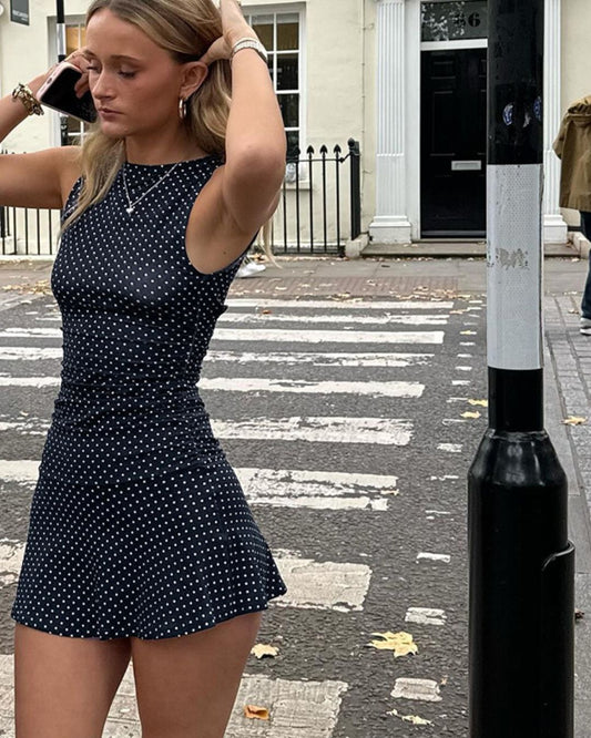Curvvvy™ Polka Dot Drop Waist Mini Dress