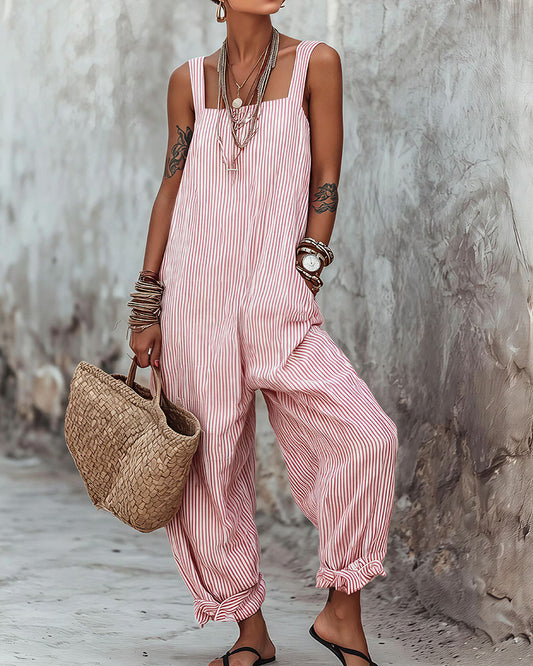 Curvvvy™ Striped Sleeveless Loose Jumpsuit Summer Casual Romper