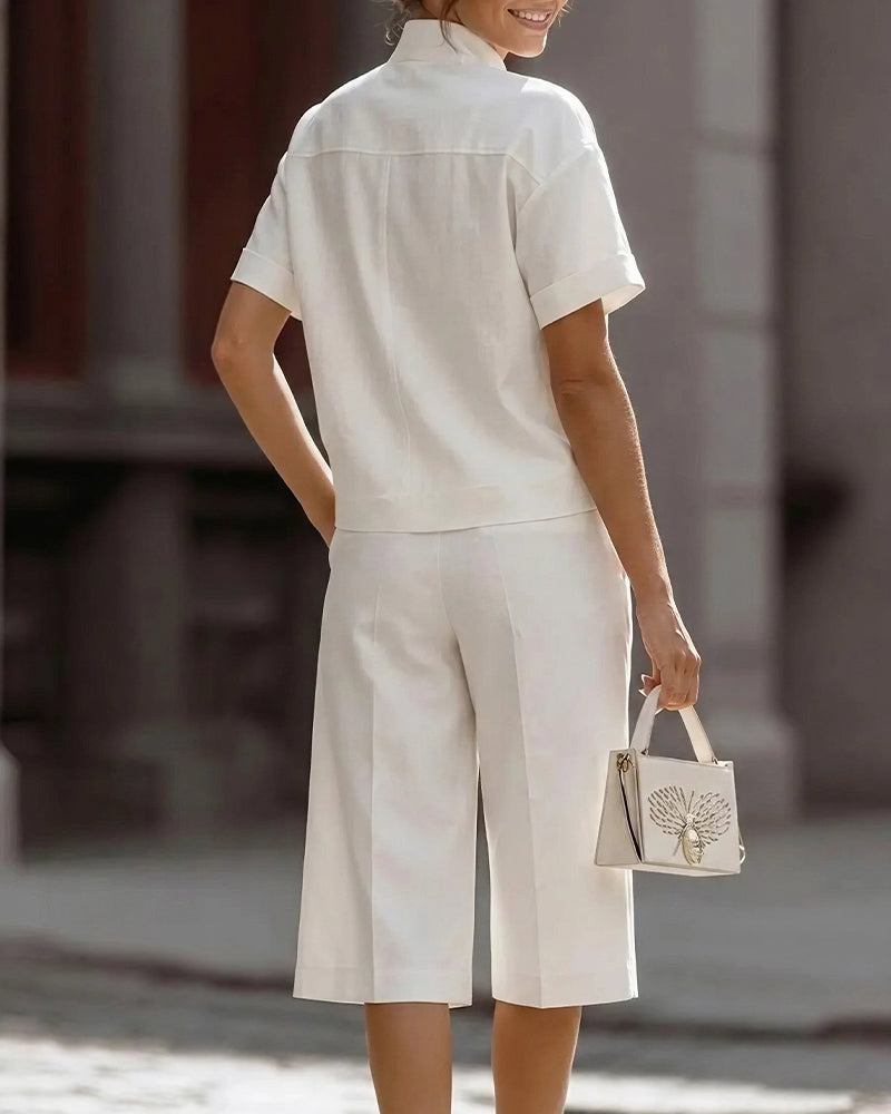 Curvvvy™ Short Sleeve Top & Cropped Pants Elegance Lounge Set