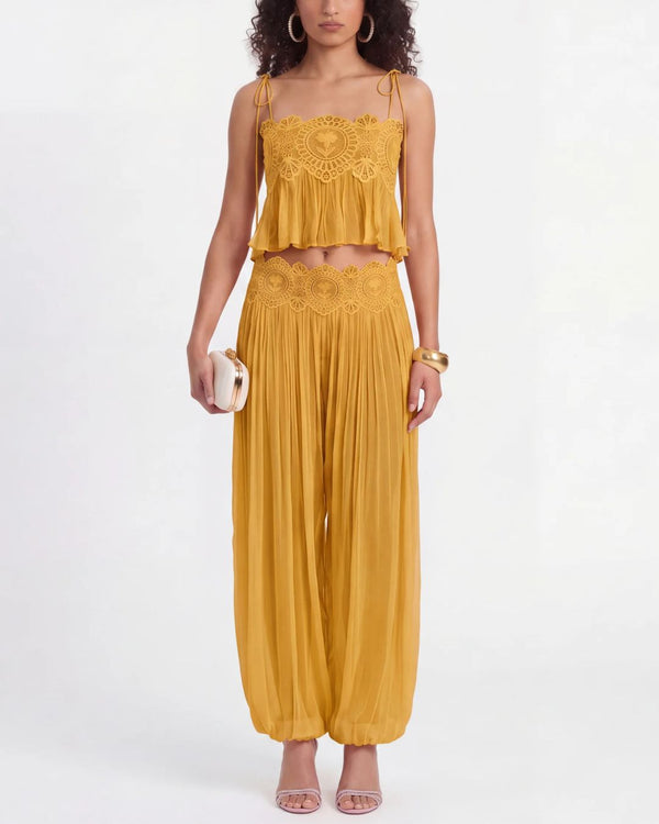 Curvvvy™ Slim Fit Ruffle Trim Open-Back Chiffon Set