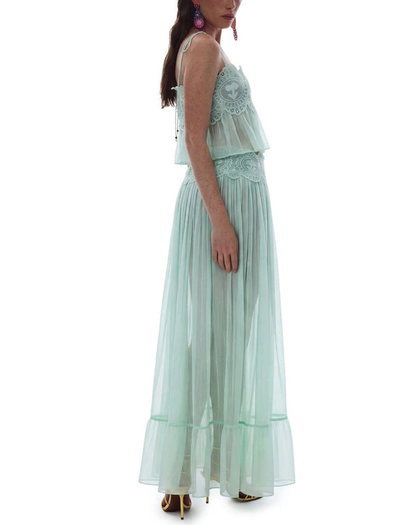 Curvvvy™ Slim Fit Ruffle Trim Open-Back Chiffon Set