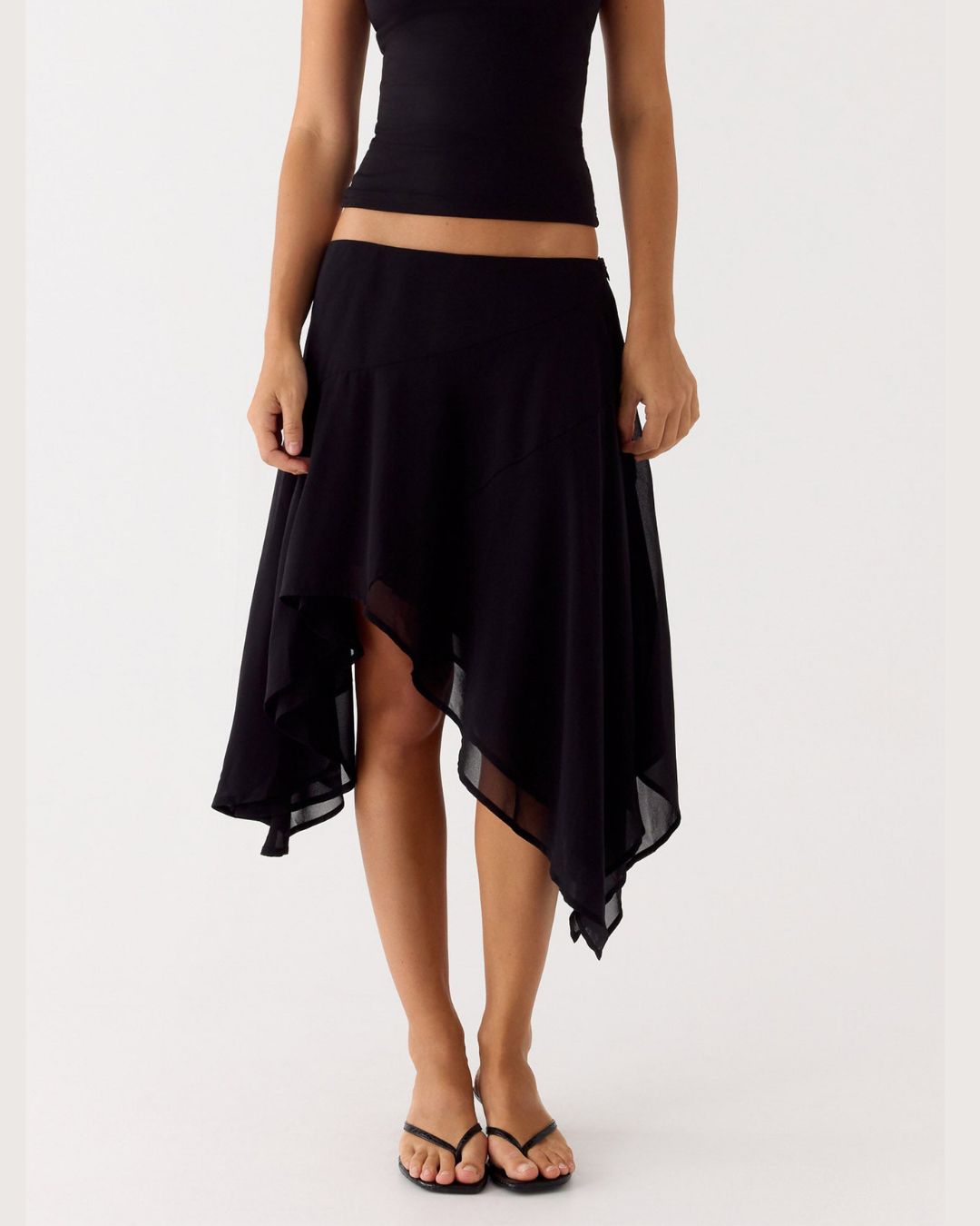 Curvvvy™ High-Waisted Asymmetrical A-Line Midi Skirt