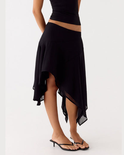 Curvvvy™ High-Waisted Asymmetrical A-Line Midi Skirt