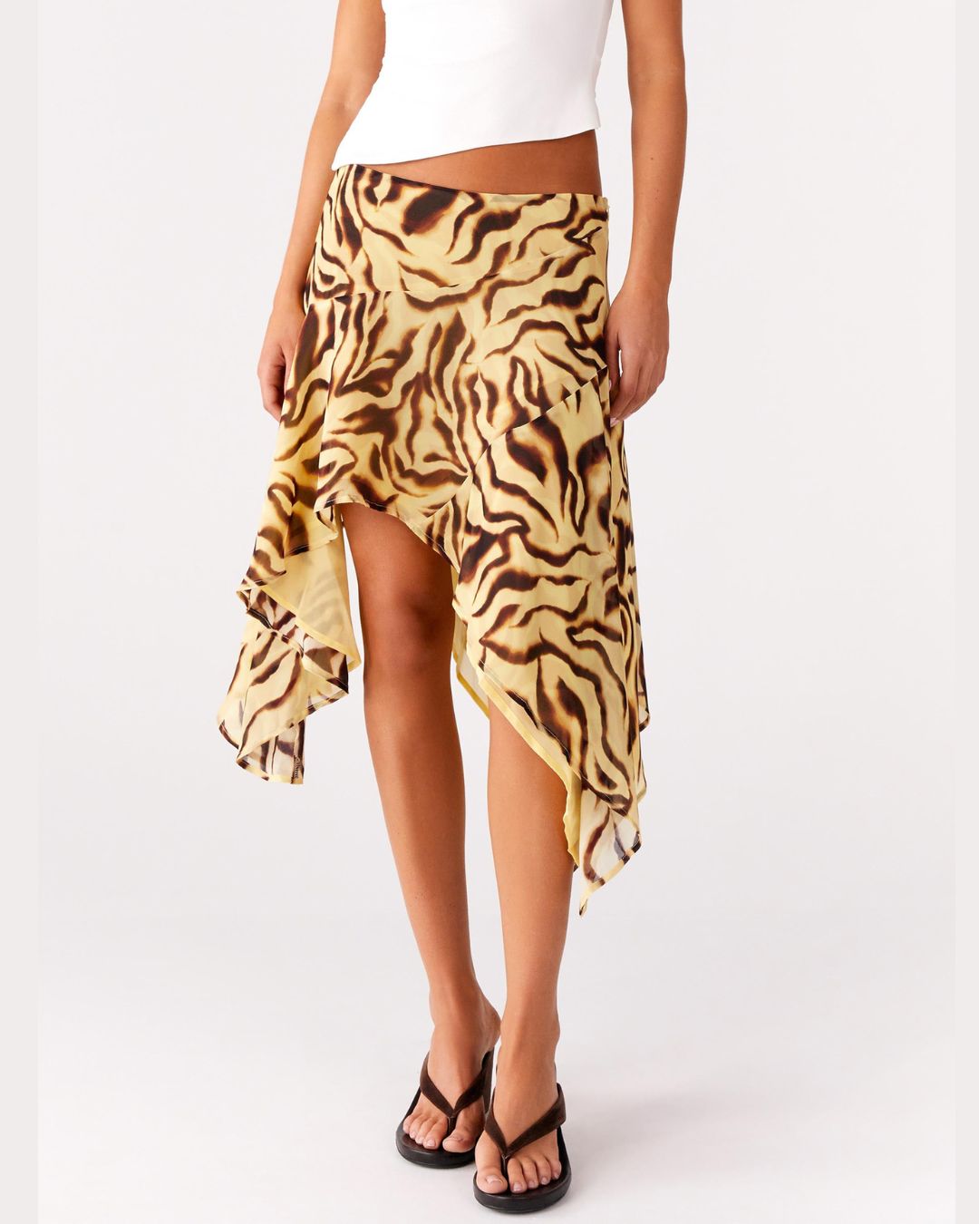 Curvvvy™ High-Waisted Asymmetrical A-Line Midi Skirt