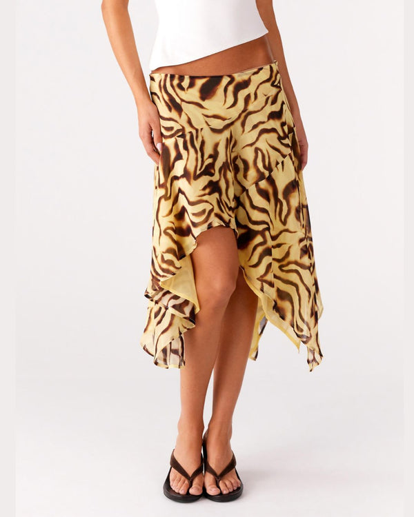 Curvvvy™ High-Waisted Asymmetrical A-Line Midi Skirt