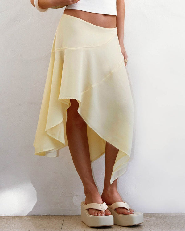 Curvvvy™ High-Waisted Asymmetrical A-Line Midi Skirt
