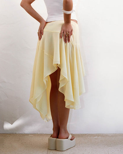 Curvvvy™ High-Waisted Asymmetrical A-Line Midi Skirt