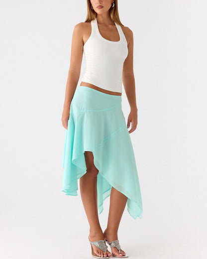 Curvvvy™ High-Waisted Asymmetrical A-Line Midi Skirt