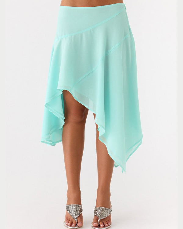 Curvvvy™ High-Waisted Asymmetrical A-Line Midi Skirt