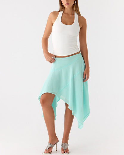 Curvvvy™ High-Waisted Asymmetrical A-Line Midi Skirt