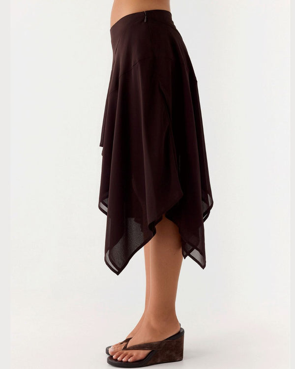 Curvvvy™ High-Waisted Asymmetrical A-Line Midi Skirt