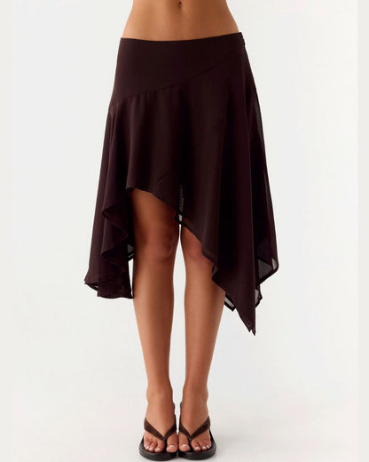 Curvvvy™ High-Waisted Asymmetrical A-Line Midi Skirt