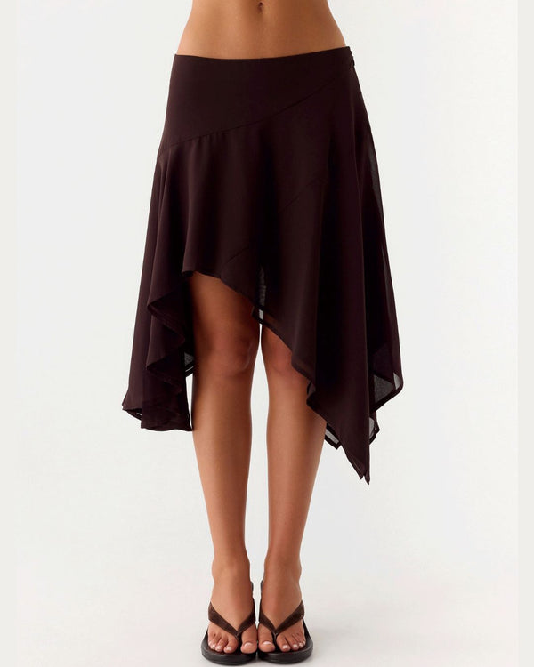 Curvvvy™ High-Waisted Asymmetrical A-Line Midi Skirt
