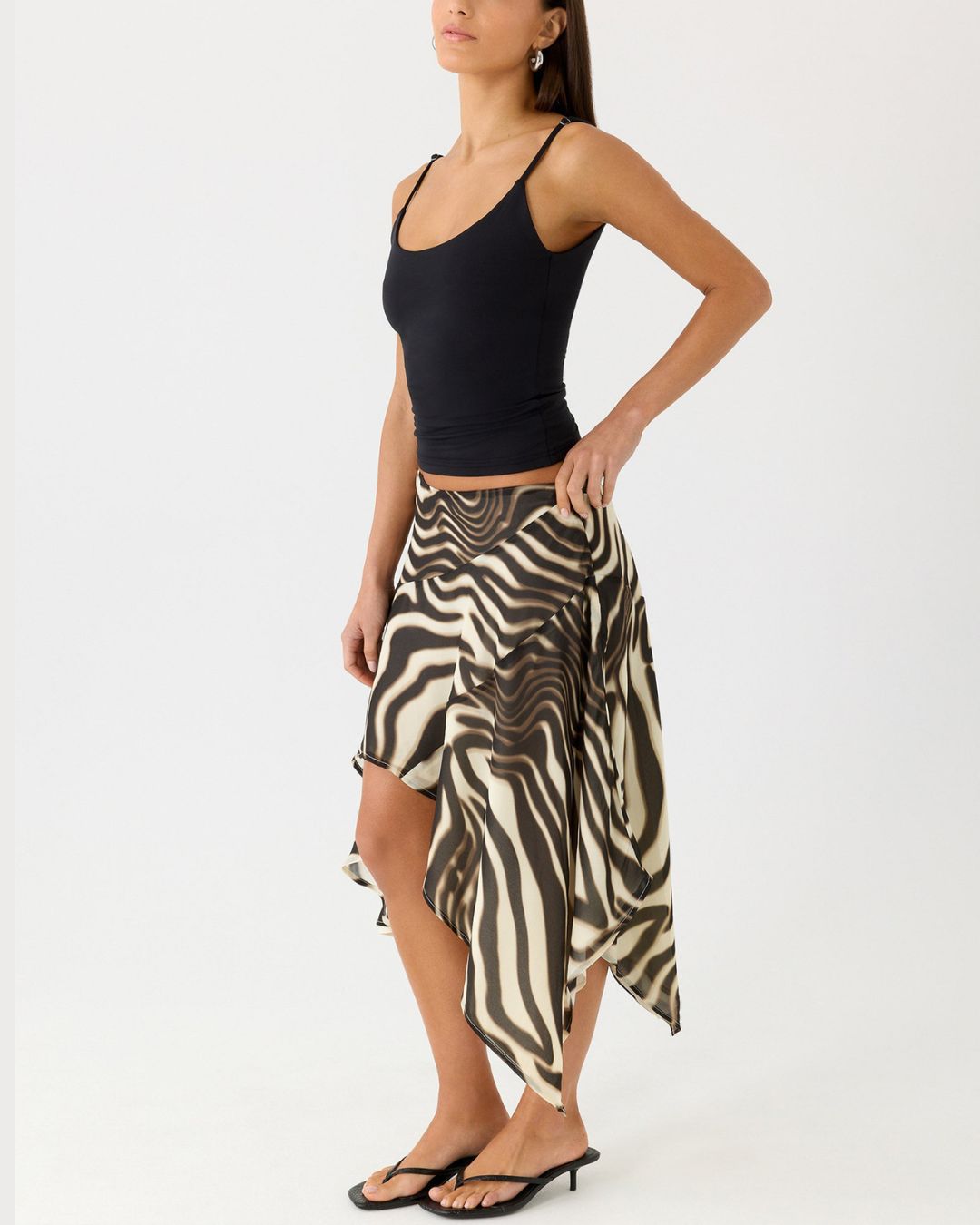 Curvvvy™ High-Waisted Asymmetrical A-Line Midi Skirt