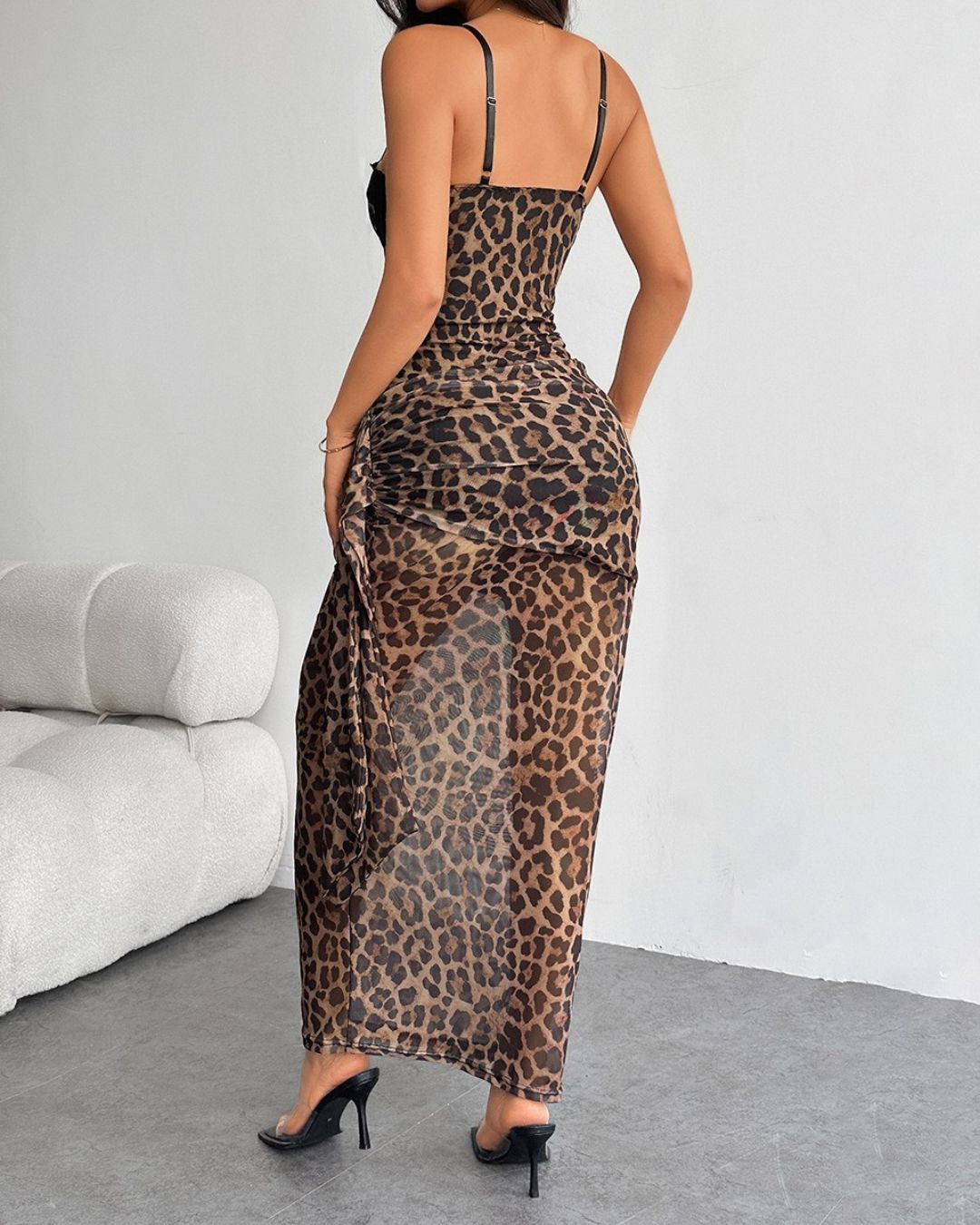 Curvvvy™ Leopard Print Bodycon Cami Maxi Dress