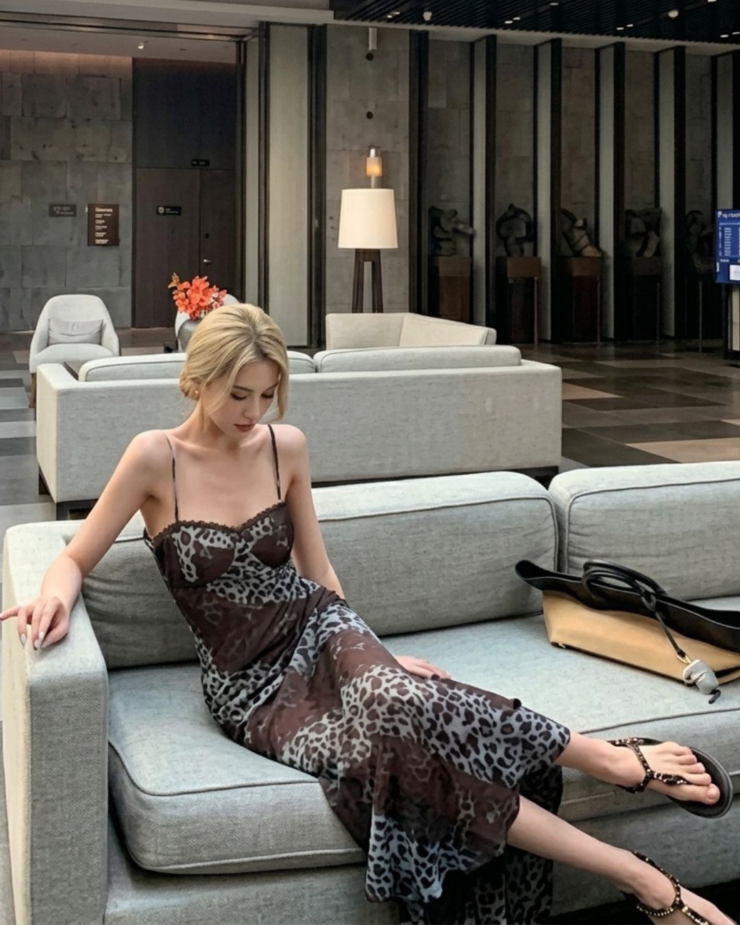 Curvvvy™ Contrast Lace Leopard Floral Cami Maxi Dress