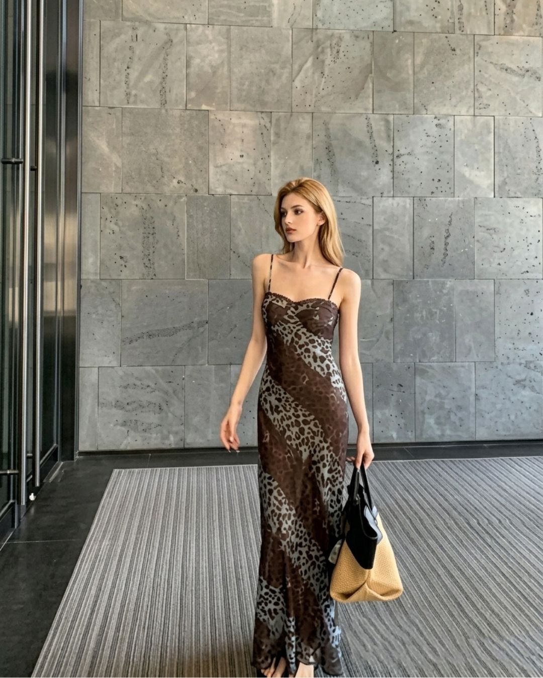 Curvvvy™ Contrast Lace Leopard Floral Cami Maxi Dress