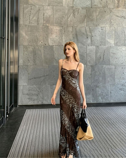 Curvvvy™ Contrast Lace Leopard Floral Cami Maxi Dress