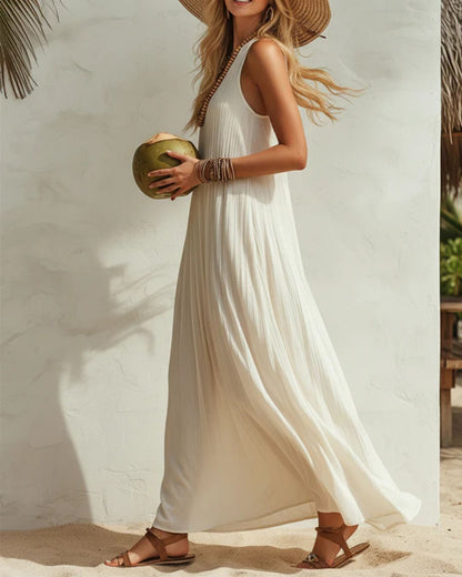 Curvvvy™ Bohemian Sleeveless U Neck Maxi Dress