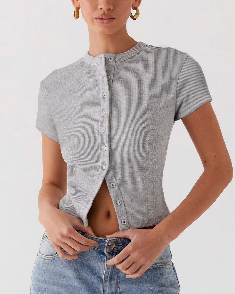 Curvvvy™ Top Casual de Manga Larga con Ribete de Encaje