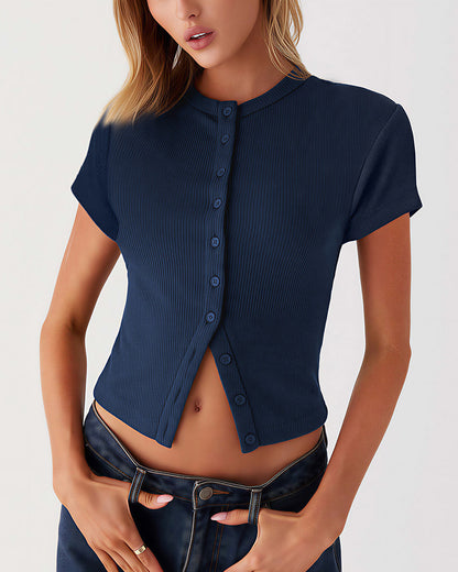 Curvvvy™ Top Casual de Manga Larga con Ribete de Encaje