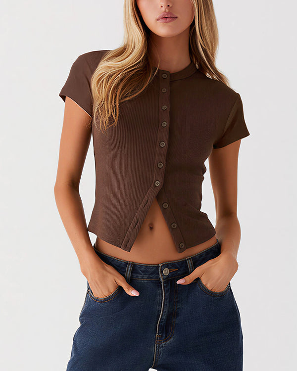 Curvvvy™ Top Casual de Manga Larga con Ribete de Encaje