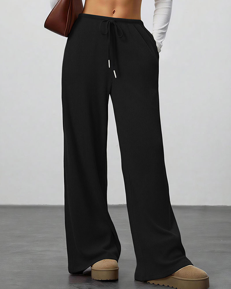 Curvvvy™ Drape Wide Leg Drawstring Lounge Pants