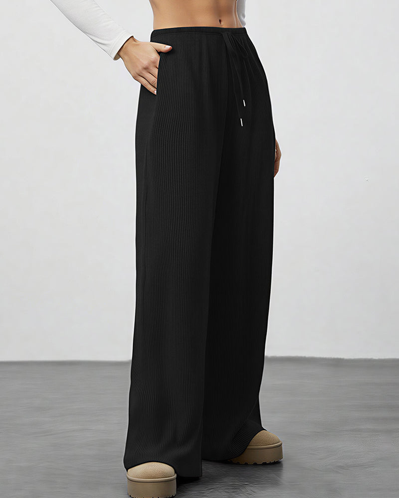 Curvvvy™ Drape Wide Leg Drawstring Lounge Pants