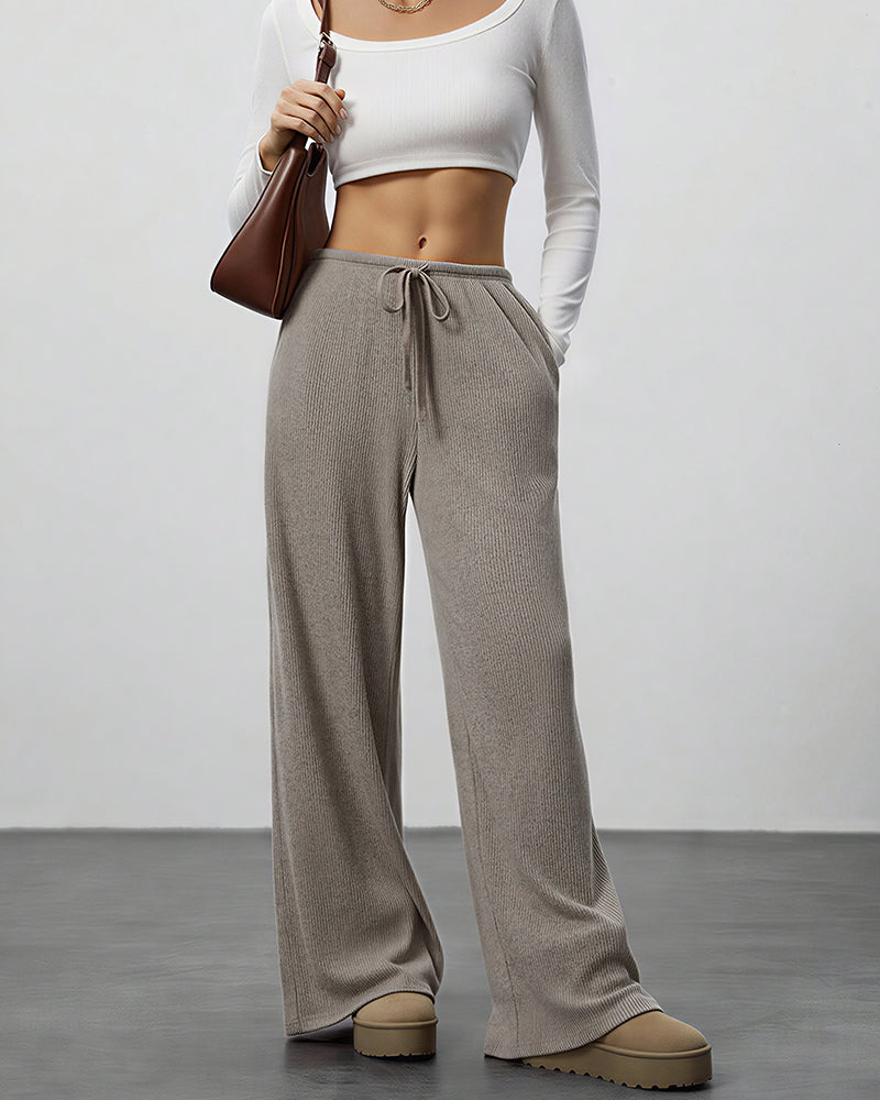 Curvvvy™ Drape Wide Leg Drawstring Lounge Pants