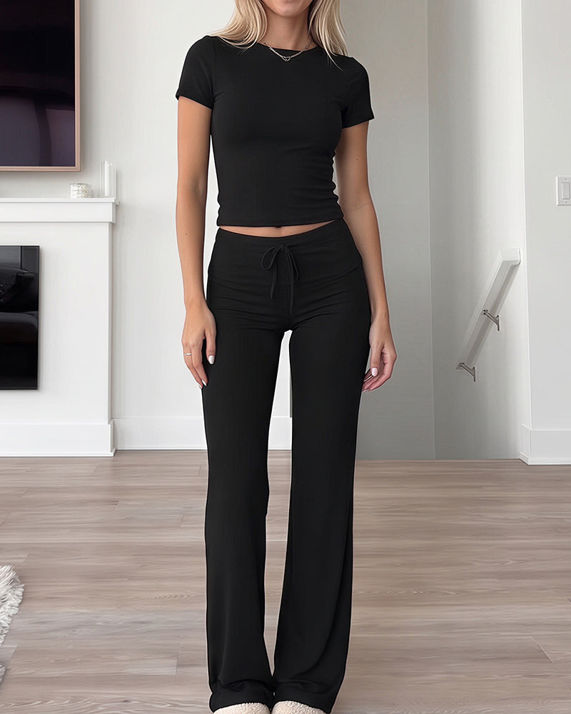 Curvvvy™ Completo Casual con Top con Spalle Scoperte e Pantaloni Ampi