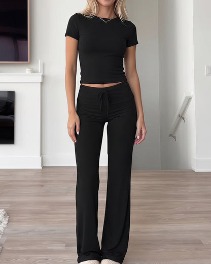 Curvvvy™ Completo Casual con Top con Spalle Scoperte e Pantaloni Ampi
