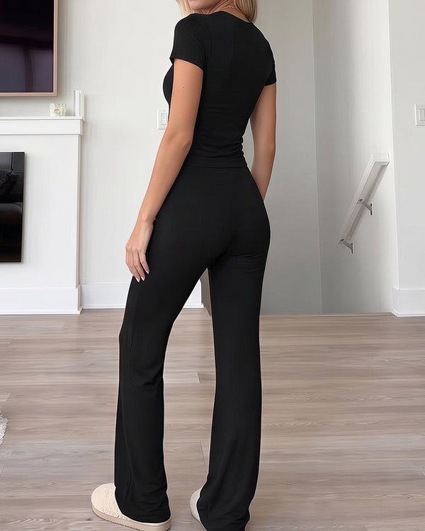 Curvvvy™ Completo Casual con Top con Spalle Scoperte e Pantaloni Ampi