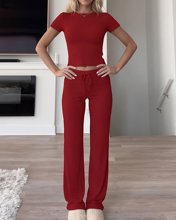 Curvvvy™ Completo Casual con Top con Spalle Scoperte e Pantaloni Ampi