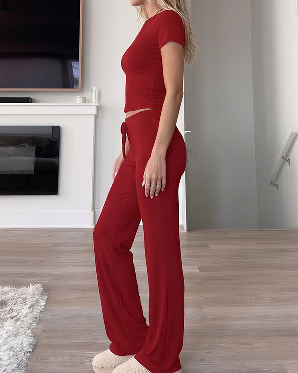 Curvvvy™ Completo Casual con Top con Spalle Scoperte e Pantaloni Ampi