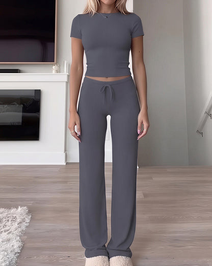Curvvvy™ Completo Casual con Top con Spalle Scoperte e Pantaloni Ampi