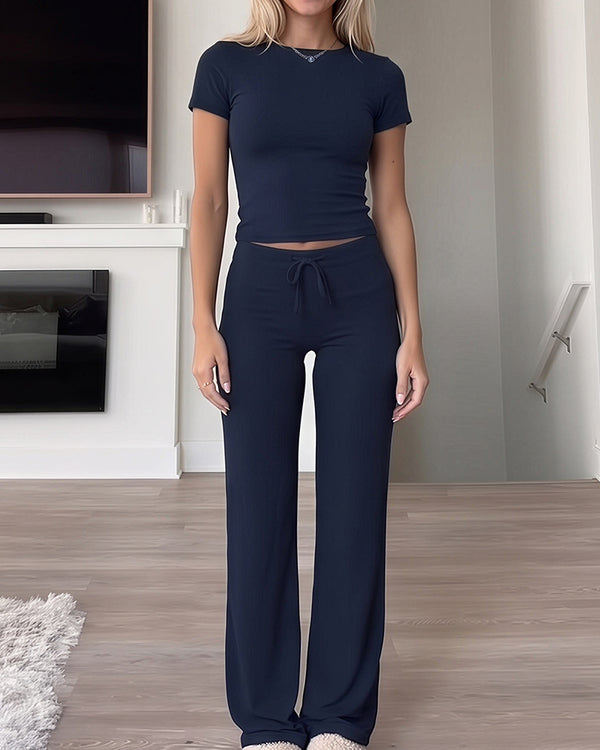 Curvvvy™ Completo Casual con Top con Spalle Scoperte e Pantaloni Ampi