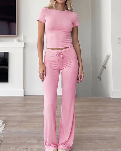 Curvvvy™ Completo Casual con Top con Spalle Scoperte e Pantaloni Ampi