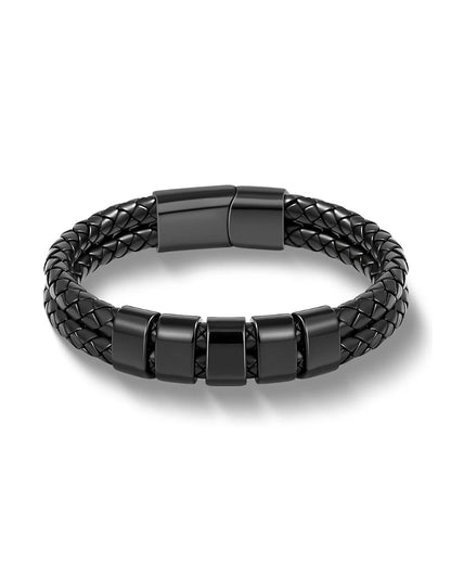 Curvvvy® Custom Personalized Men's Braided Leather Bracelet
