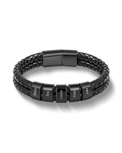 Curvvvy® Custom Personalized Men's Braided Leather Bracelet