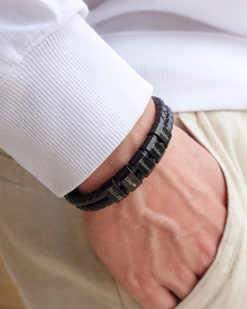 Curvvvy® Custom Personalized Men's Braided Leather Bracelet