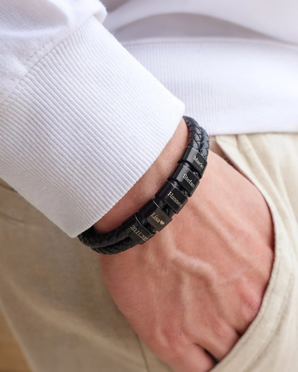 Curvvvy® Custom Personalized Men's Braided Leather Bracelet