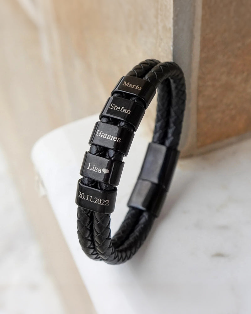 Curvvvy® Custom Personalized Men's Braided Leather Bracelet