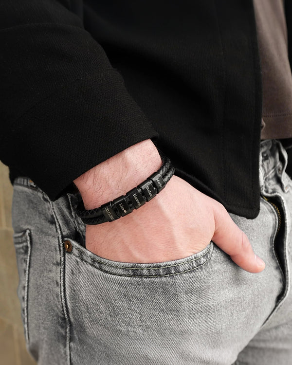 Curvvvy® Custom Personalized Men's Braided Leather Bracelet