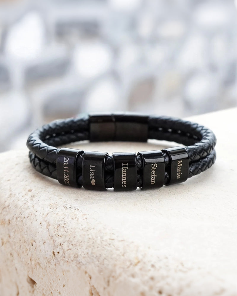 Curvvvy® Custom Personalized Men's Braided Leather Bracelet