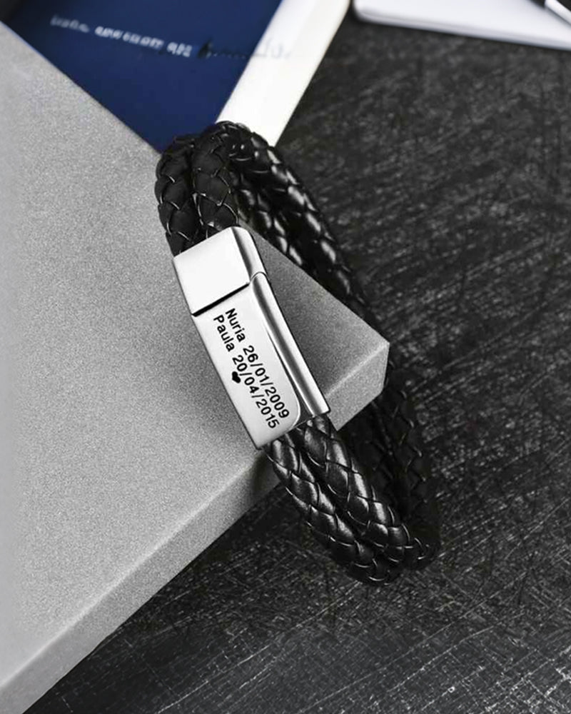 Curvvvy® Custom Personalized Vintage Braided Leather Bracelet